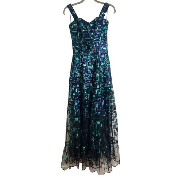 Dress The Population Anabel Sequin Geometric Fit & Flare Modern Princess Gown XS - Picture 5 of 14